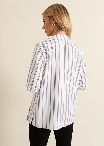 Phase Eight Ashlyn Asymmetric Striped Shirts White Canada | HPXYBL-579